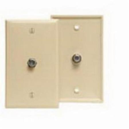LEVITON Flush Mt Singlegang Wallplate, With 1 F Connector, Ivory 80781-I